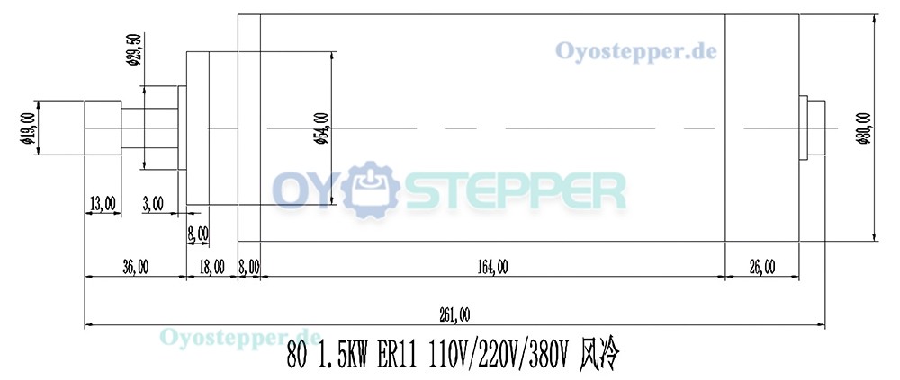Luftgek&uuml;hltes CNC HF-Spindelset 1,5kW ER11 24000U/min mit VFD Frequenzumrichter